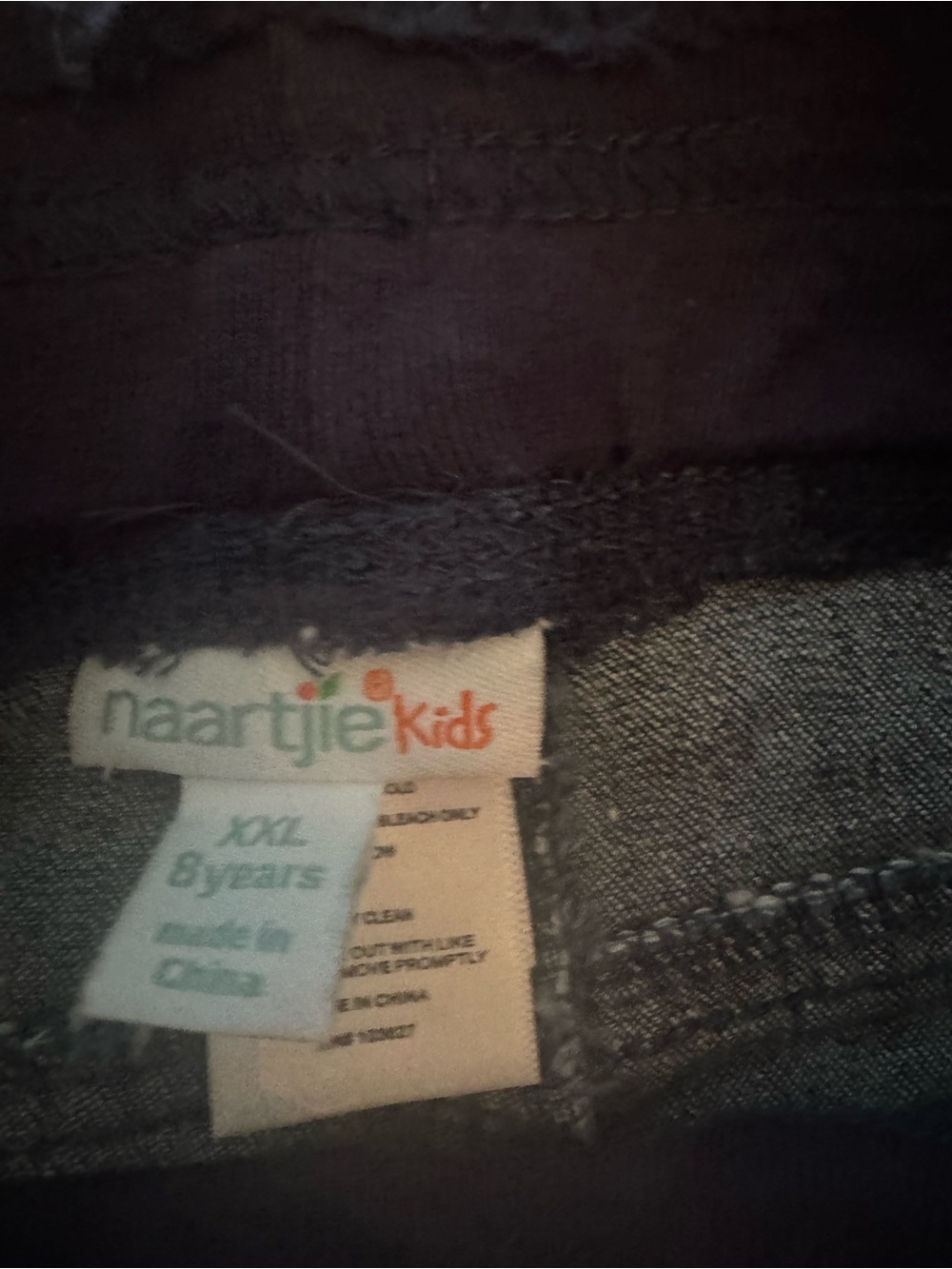 Naartjie Girls Dark Blue Denim Knit-Waist Pants with Floral Patch - Picture 4 of 4